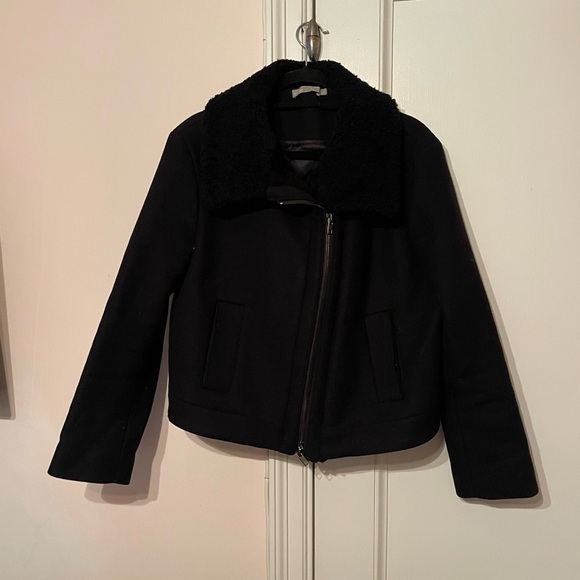 Vince Black Shearling & Wool Jacket - Picture 2 of 6